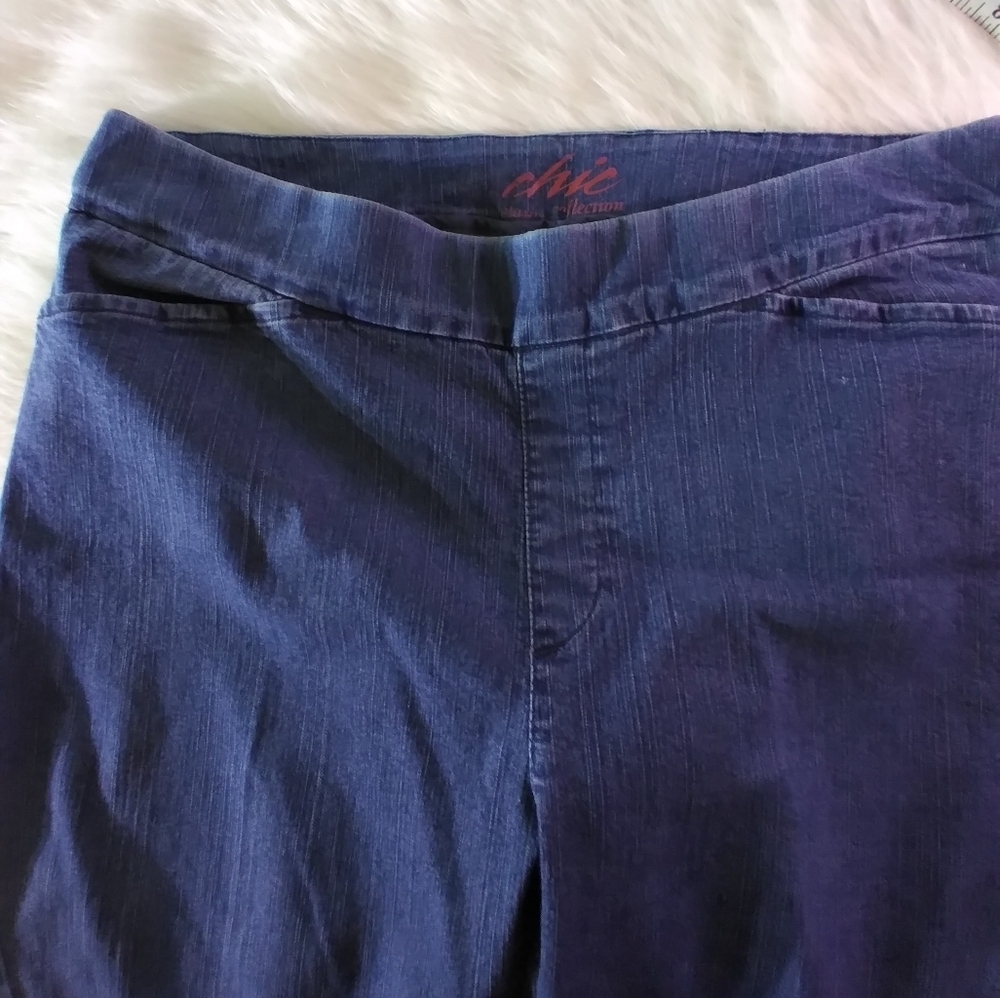 Chic womens petite jean elastic waist size 16p pull om classic - Picture 6 of 10